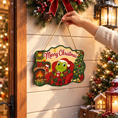 Fireside Frog with Cocoa paint by numbers hanging sign – image 14