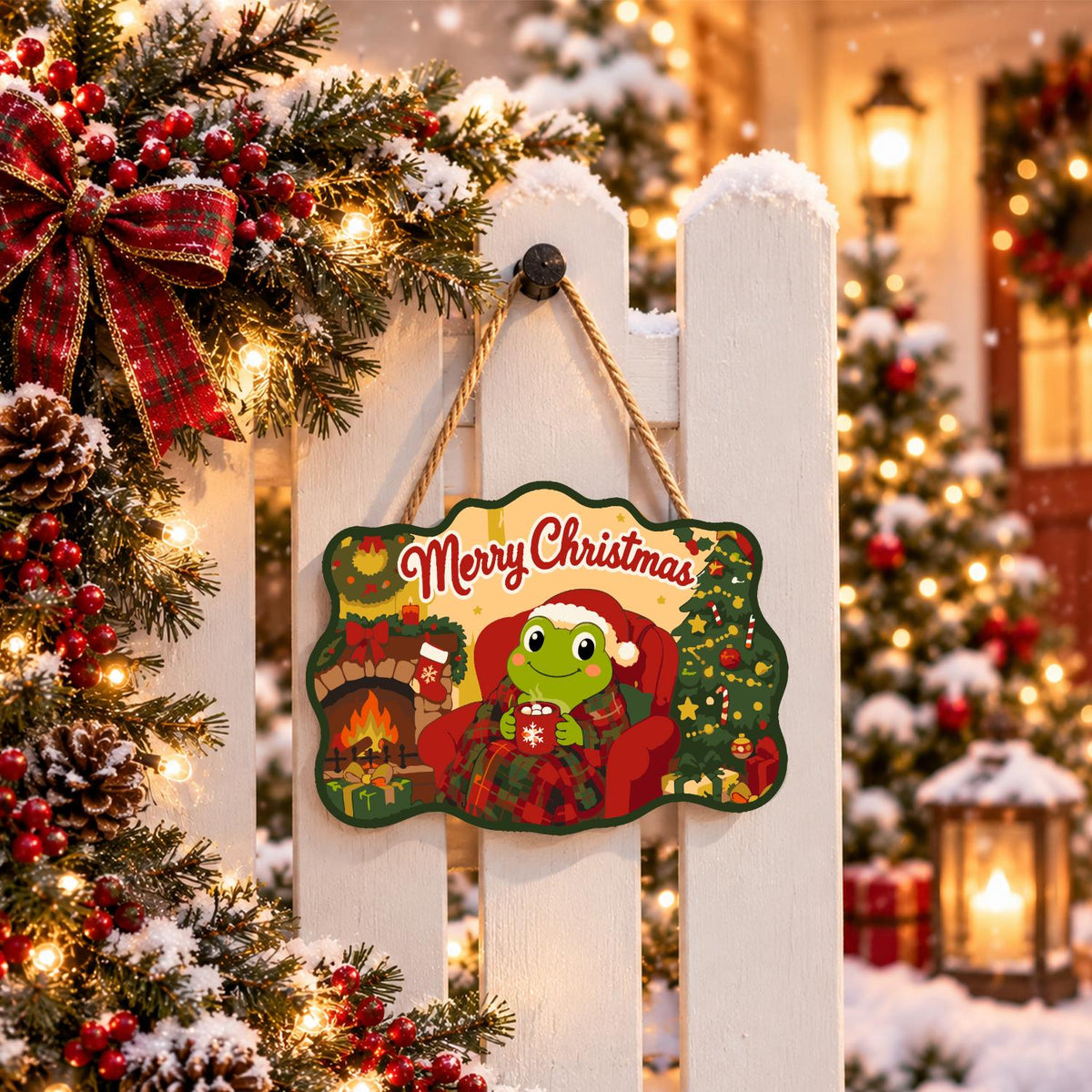 Fireside Frog with Cocoa paint by numbers hanging sign – image 15