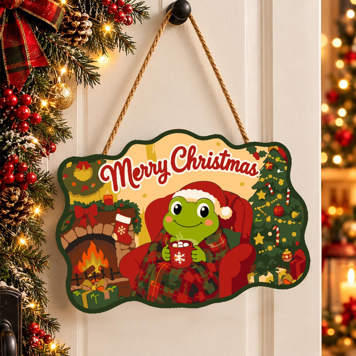 Fireside Frog with Cocoa paint by numbers hanging sign – image 16