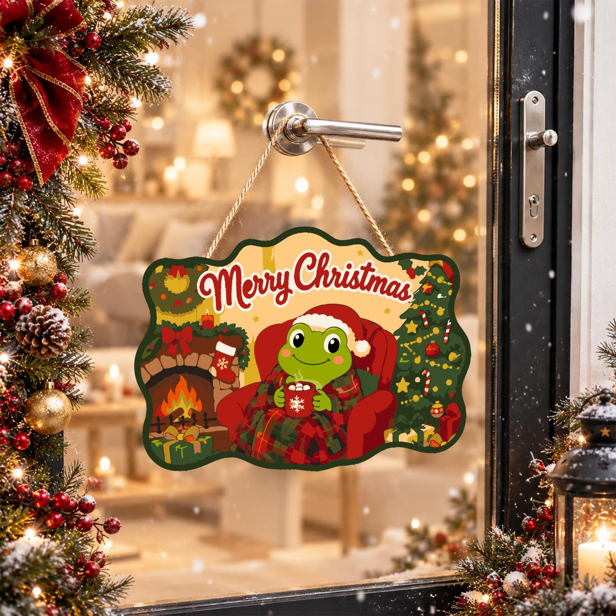 Fireside Frog with Cocoa paint by numbers hanging sign – image 17