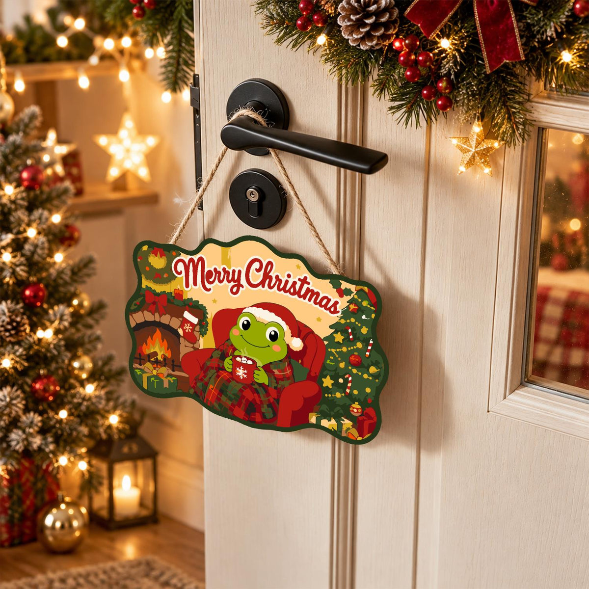 Fireside Frog with Cocoa paint by numbers hanging sign – image 18
