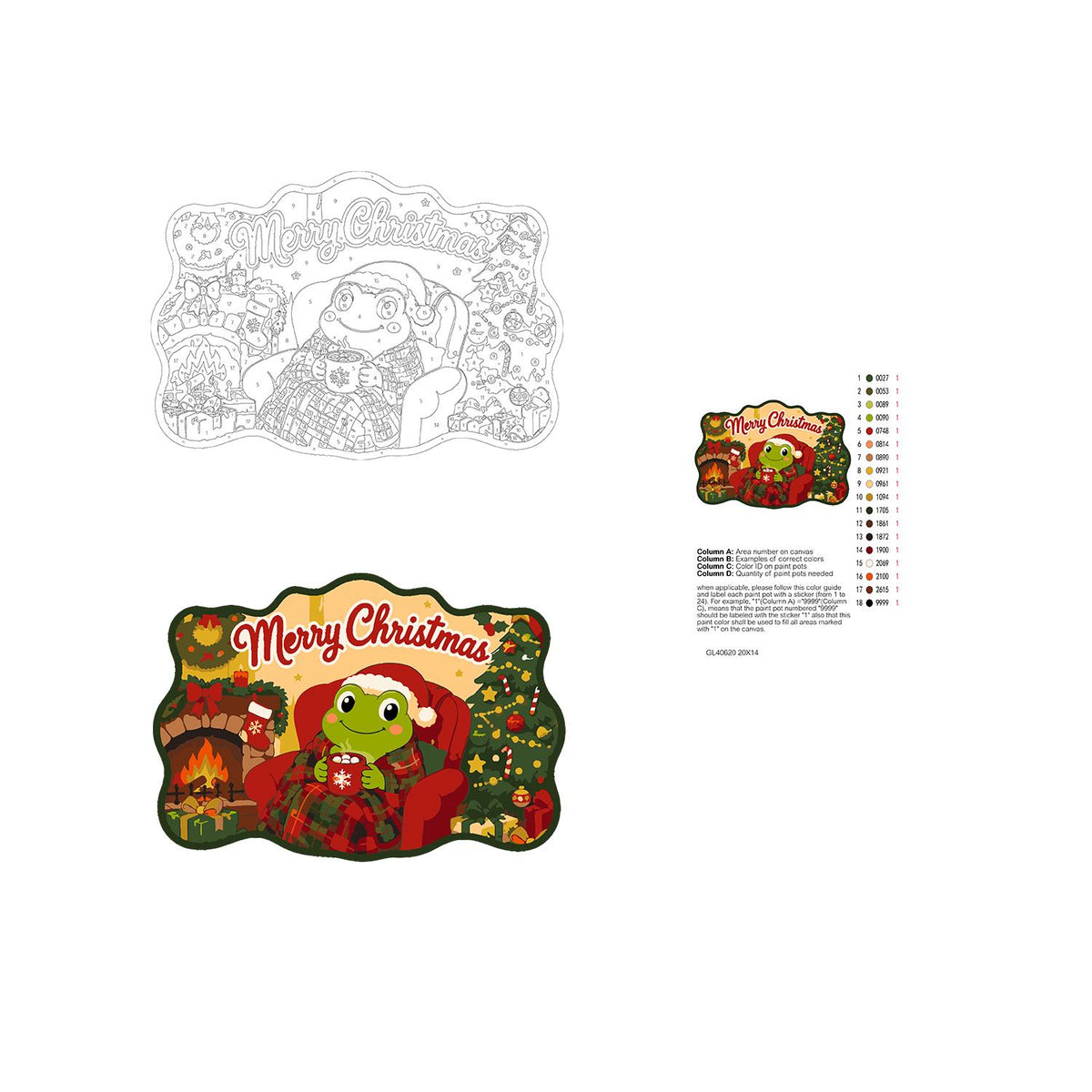 Fireside Frog with Cocoa paint by numbers hanging sign – image 19