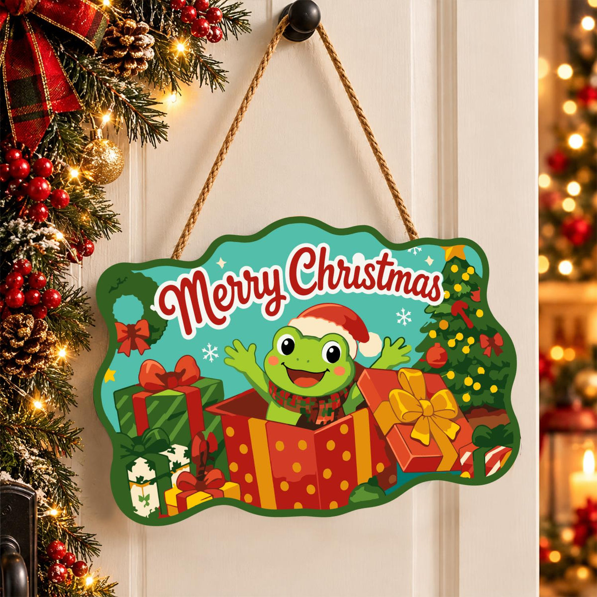 Frog Bursting From a Red Present paint by numbers hanging sign – image 16