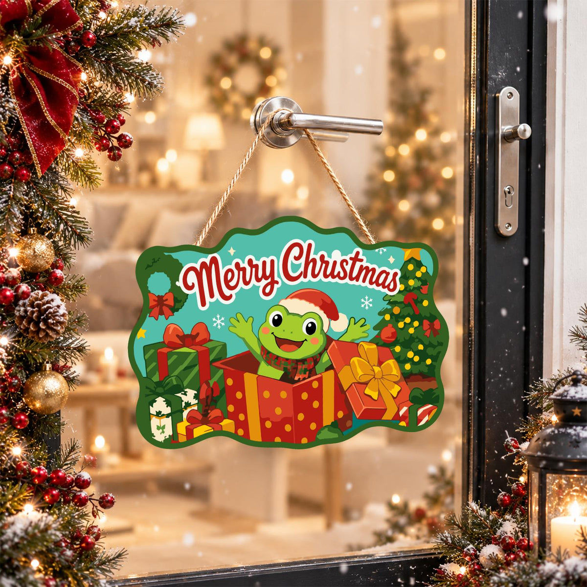 Frog Bursting From a Red Present paint by numbers hanging sign – image 17