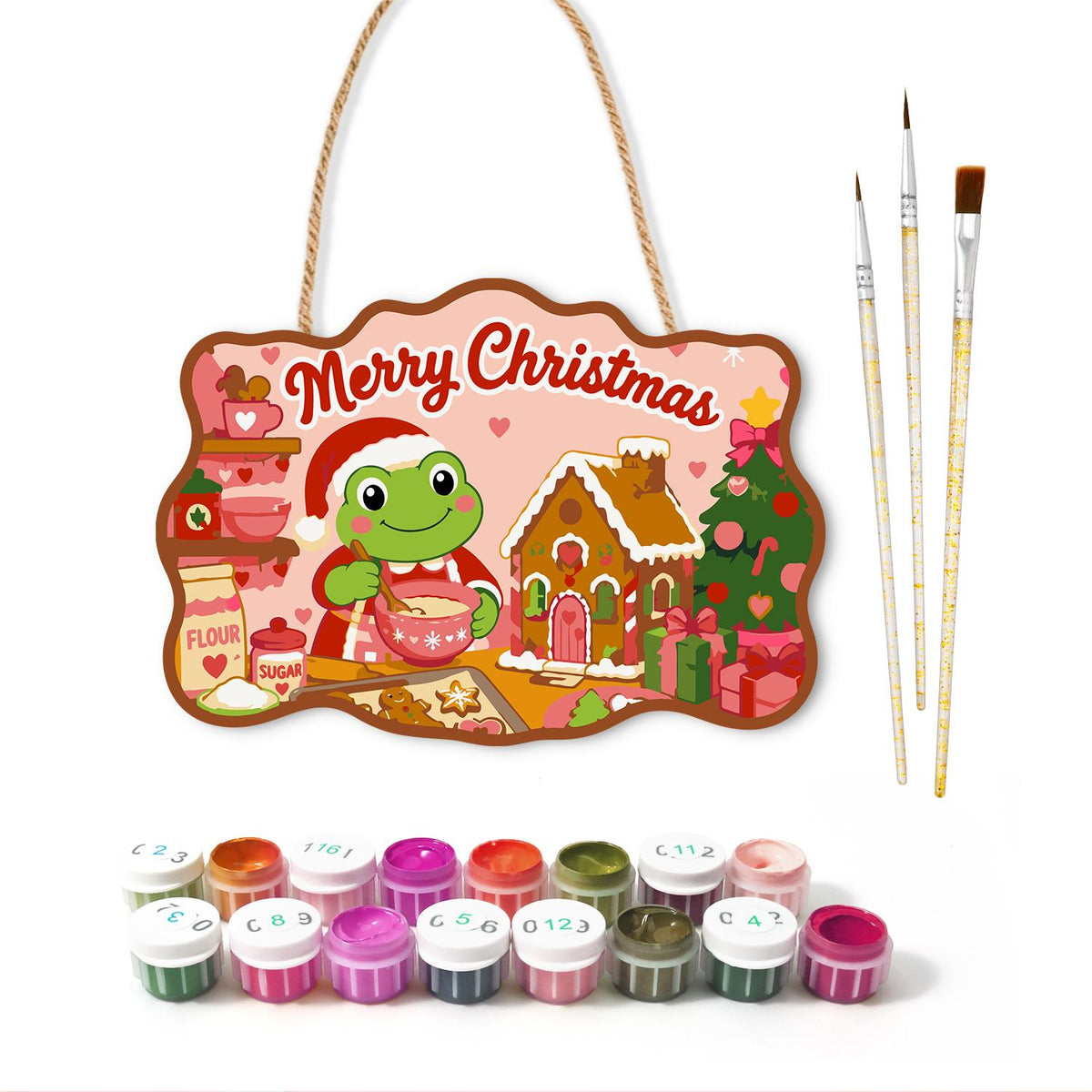 Mixing Bowl Frog Baker paint by numbers hanging sign – image 2