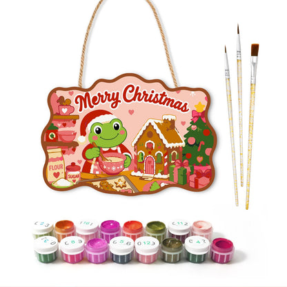 Mixing Bowl Frog Baker paint by numbers hanging sign – image 2