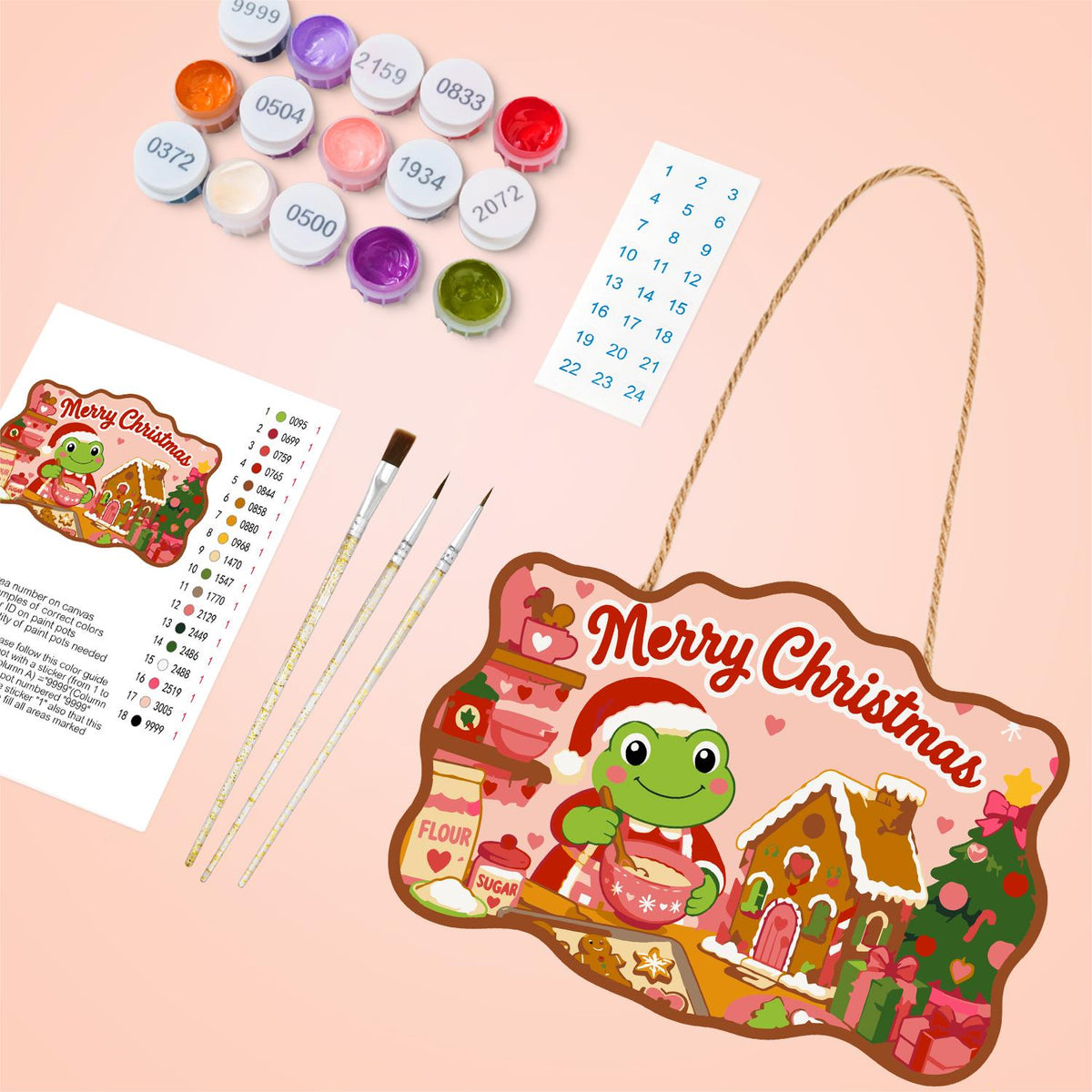 Mixing Bowl Frog Baker paint by numbers hanging sign – image 4