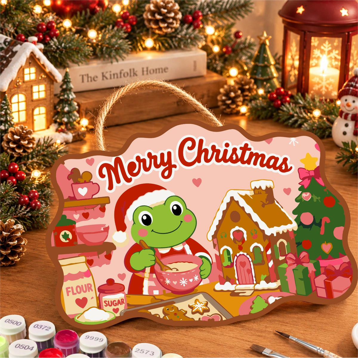 Mixing Bowl Frog Baker paint by numbers hanging sign – image 8
