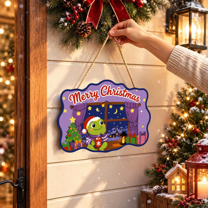 Starry Window Frog with Cocoa paint by numbers hanging sign – image 14