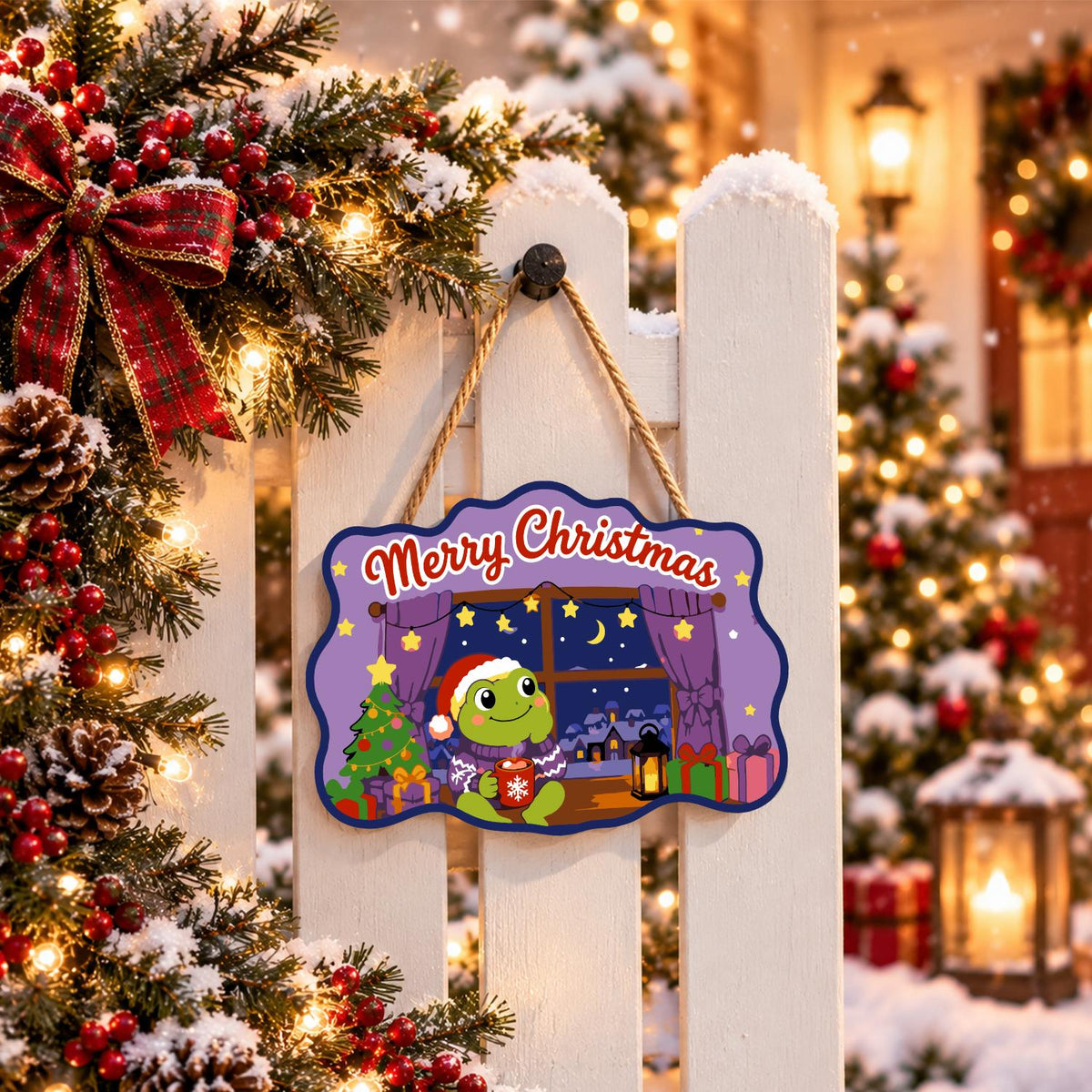 Starry Window Frog with Cocoa paint by numbers hanging sign – image 15