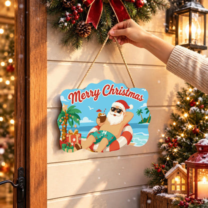 Swim Ring Santa with Coconut paint by numbers hanging sign – image 14