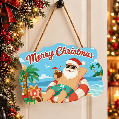 Swim Ring Santa with Coconut paint by numbers hanging sign – image 16