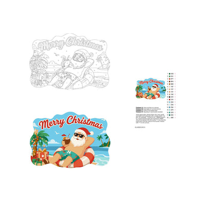 Swim Ring Santa with Coconut paint by numbers hanging sign – image 19