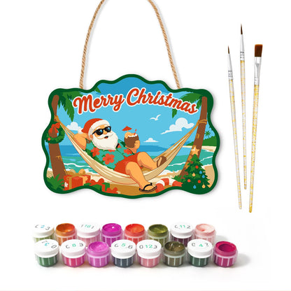 Hammock Santa Between the Palms paint by numbers hanging sign – image 2