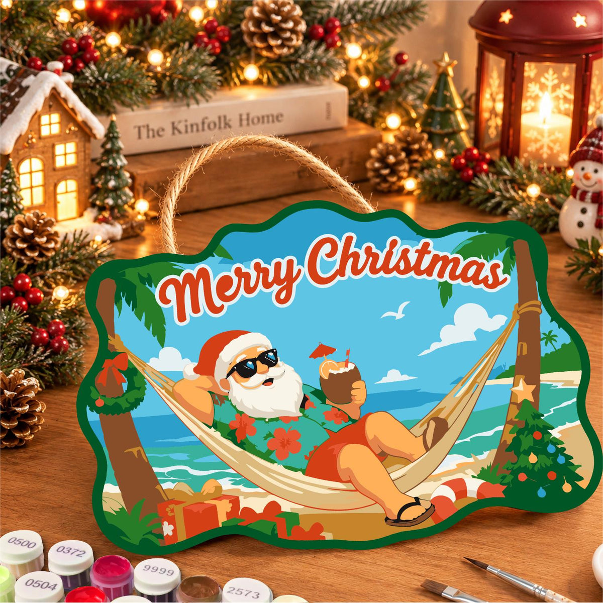 Hammock Santa Between the Palms paint by numbers hanging sign – image 8