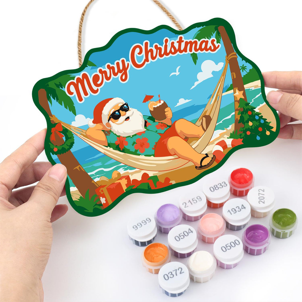 Hammock Santa Between the Palms paint by numbers hanging sign – image 9