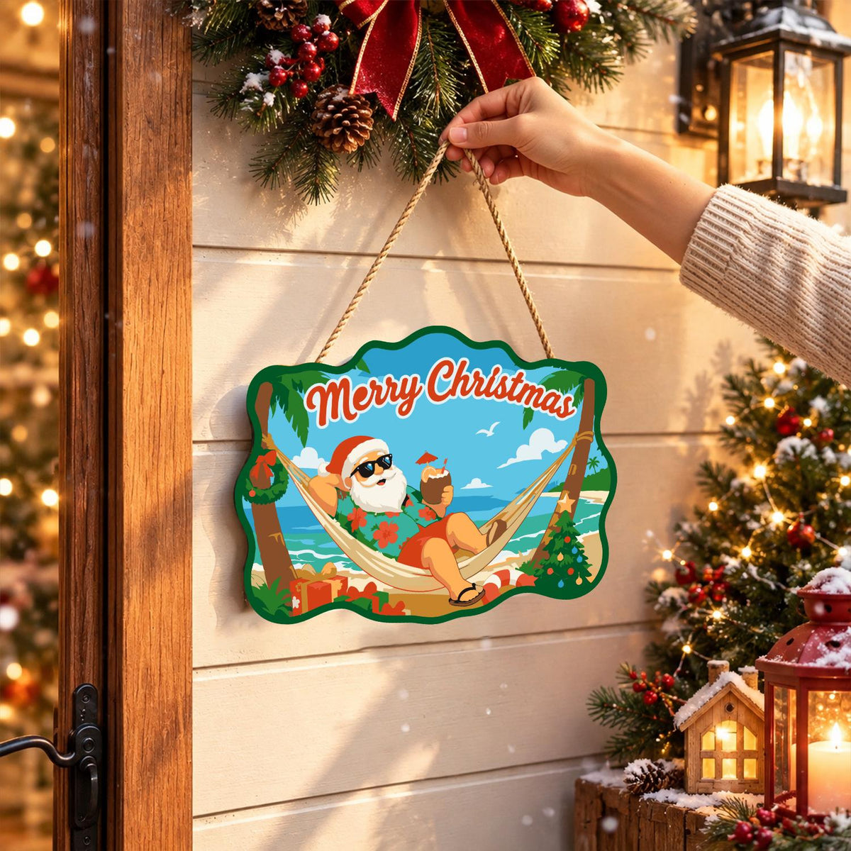 Hammock Santa Between the Palms paint by numbers hanging sign – image 14