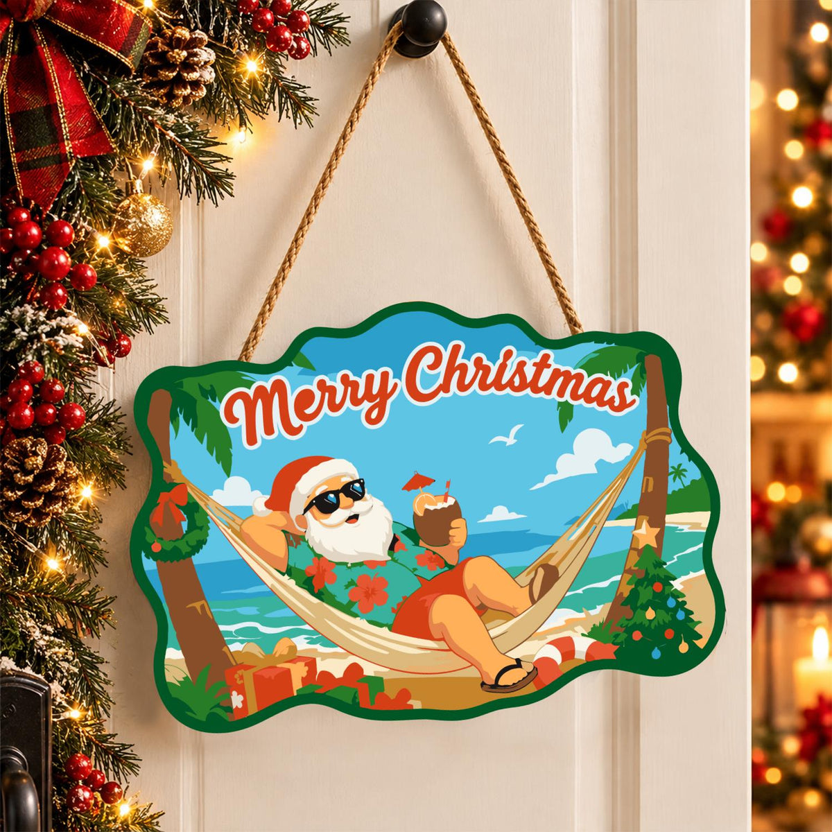 Hammock Santa Between the Palms paint by numbers hanging sign – image 16