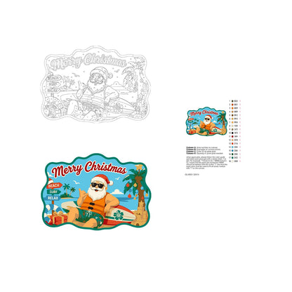 Surfer Santa in a Life Vest paint by numbers hanging sign – image 19
