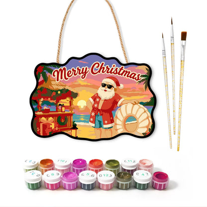 Hawaiian Shirt Santa at Dusk paint by numbers hanging sign – image 2