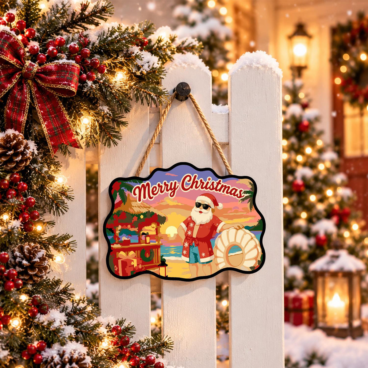 Hawaiian Shirt Santa at Dusk paint by numbers hanging sign – image 15