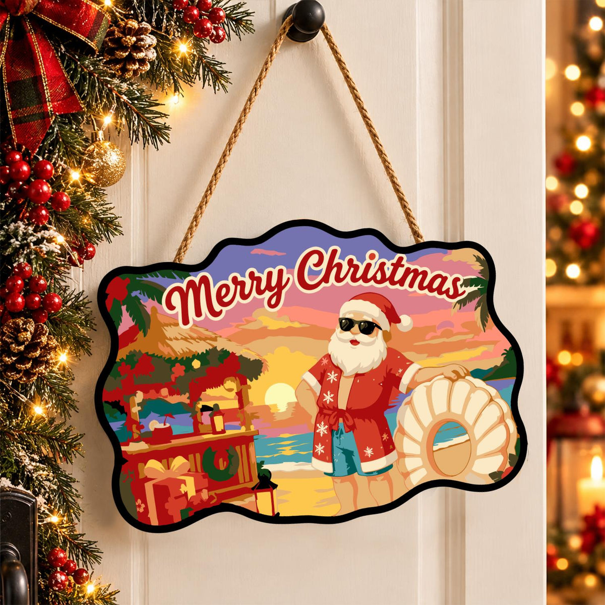 Hawaiian Shirt Santa at Dusk paint by numbers hanging sign – image 16