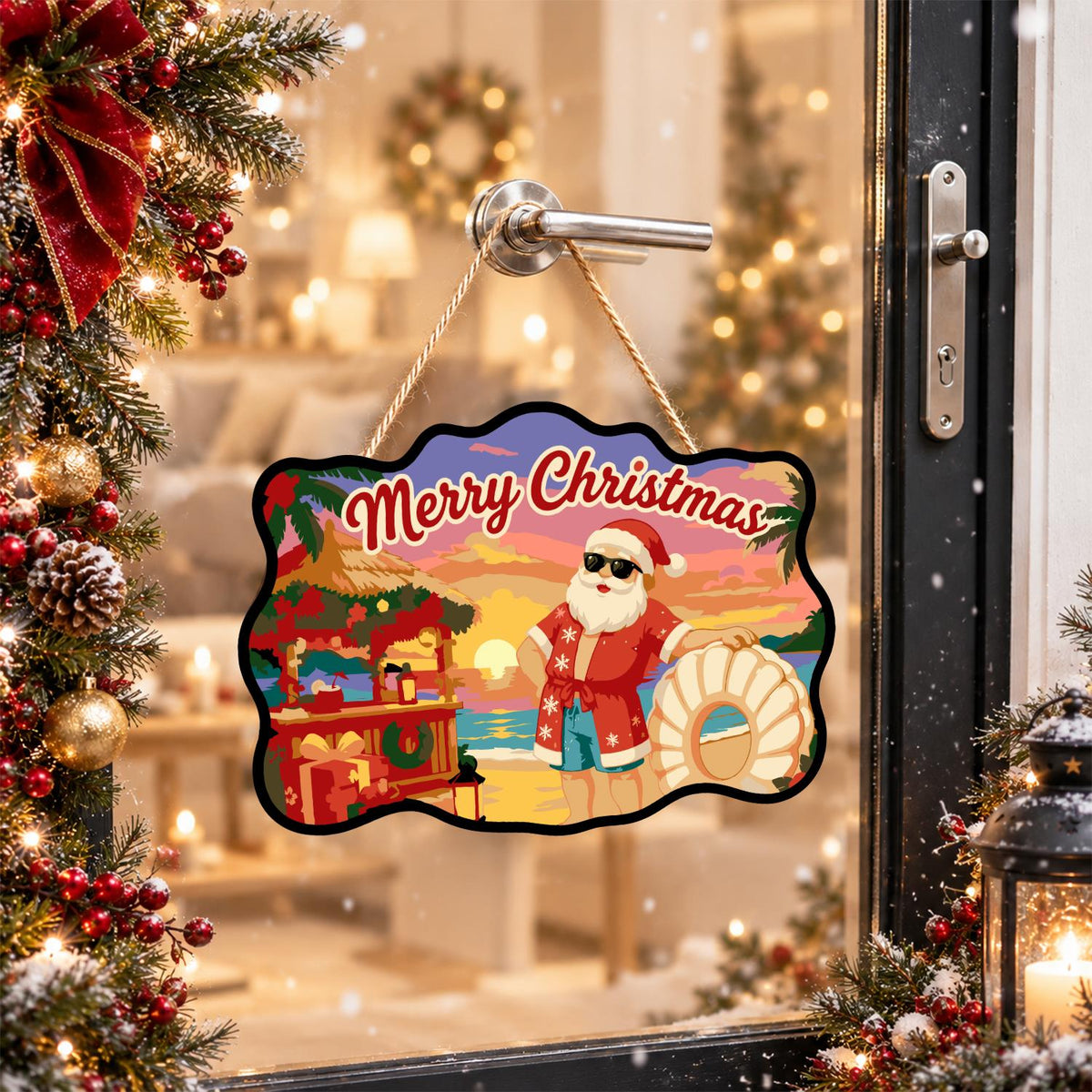 Hawaiian Shirt Santa at Dusk paint by numbers hanging sign – image 17