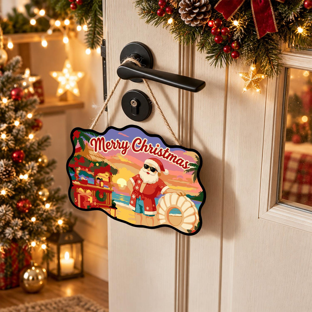 Hawaiian Shirt Santa at Dusk paint by numbers hanging sign – image 18