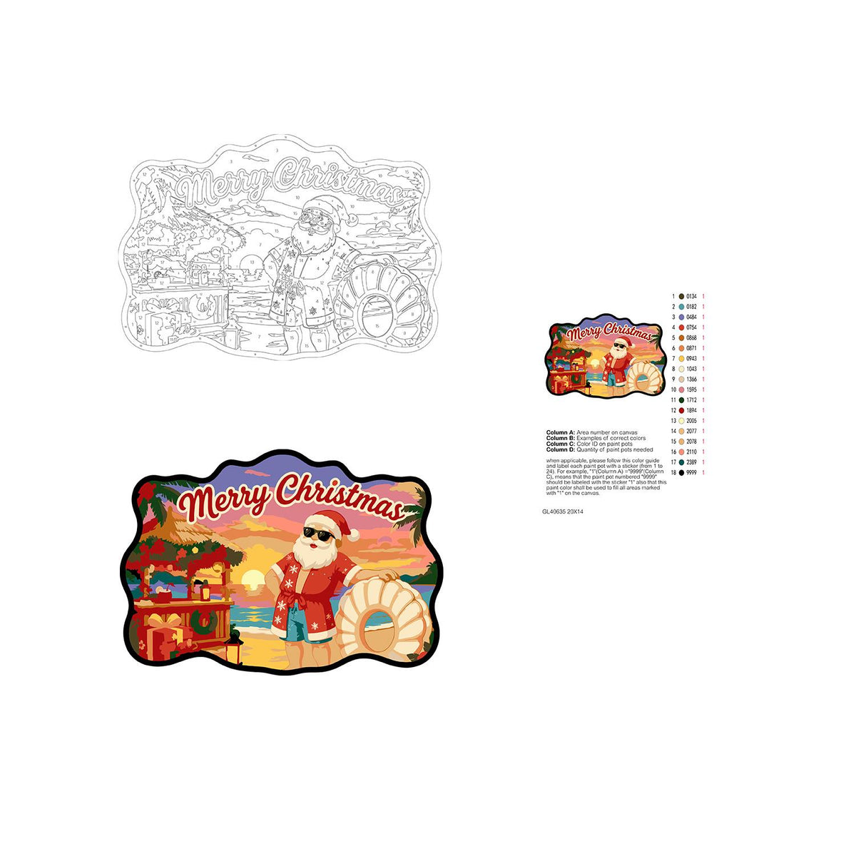 Hawaiian Shirt Santa at Dusk paint by numbers hanging sign – image 19