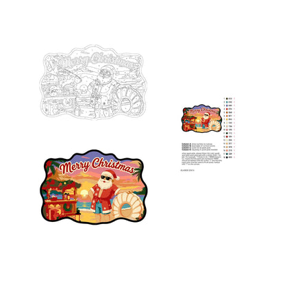 Hawaiian Shirt Santa at Dusk paint by numbers hanging sign – image 19