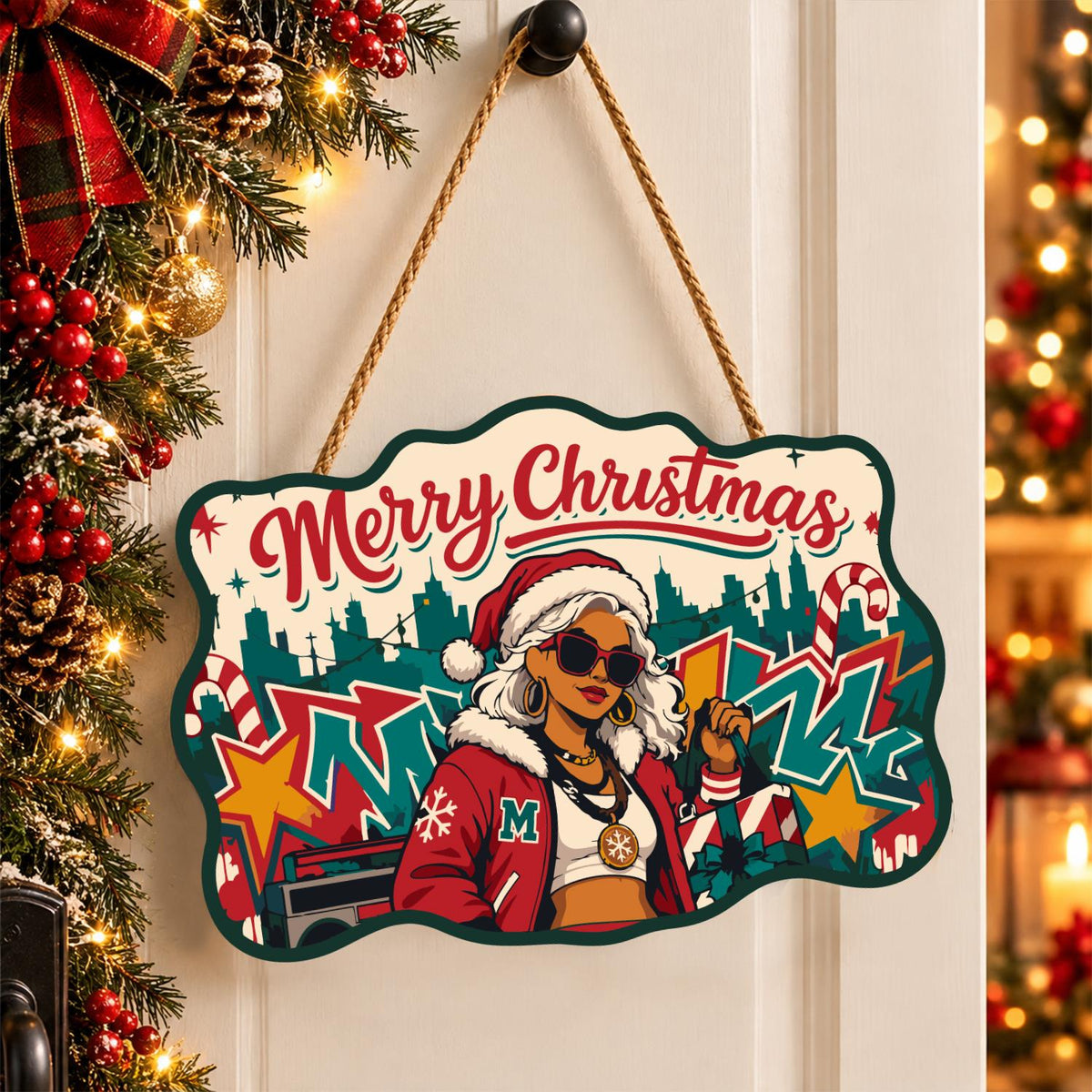 Graffiti Santa Hat Diva paint by numbers hanging sign – image 16