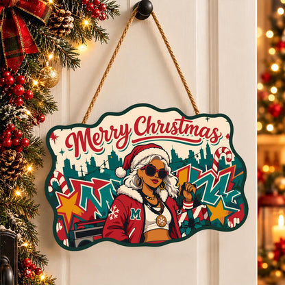 Graffiti Santa Hat Diva paint by numbers hanging sign – image 16