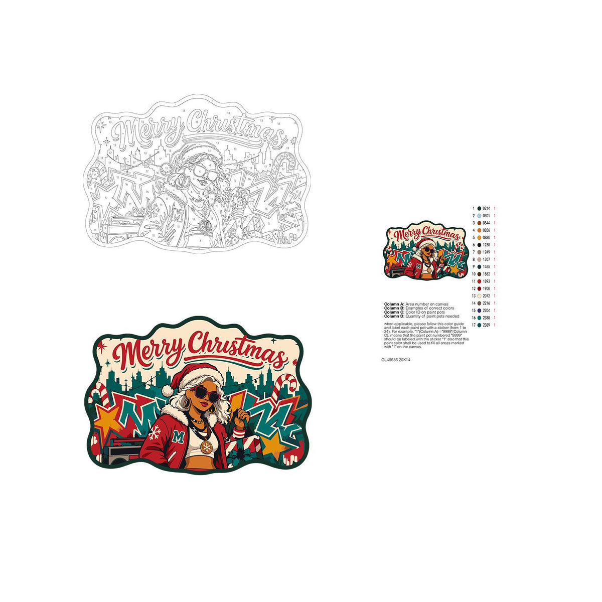 Graffiti Santa Hat Diva paint by numbers hanging sign – image 19