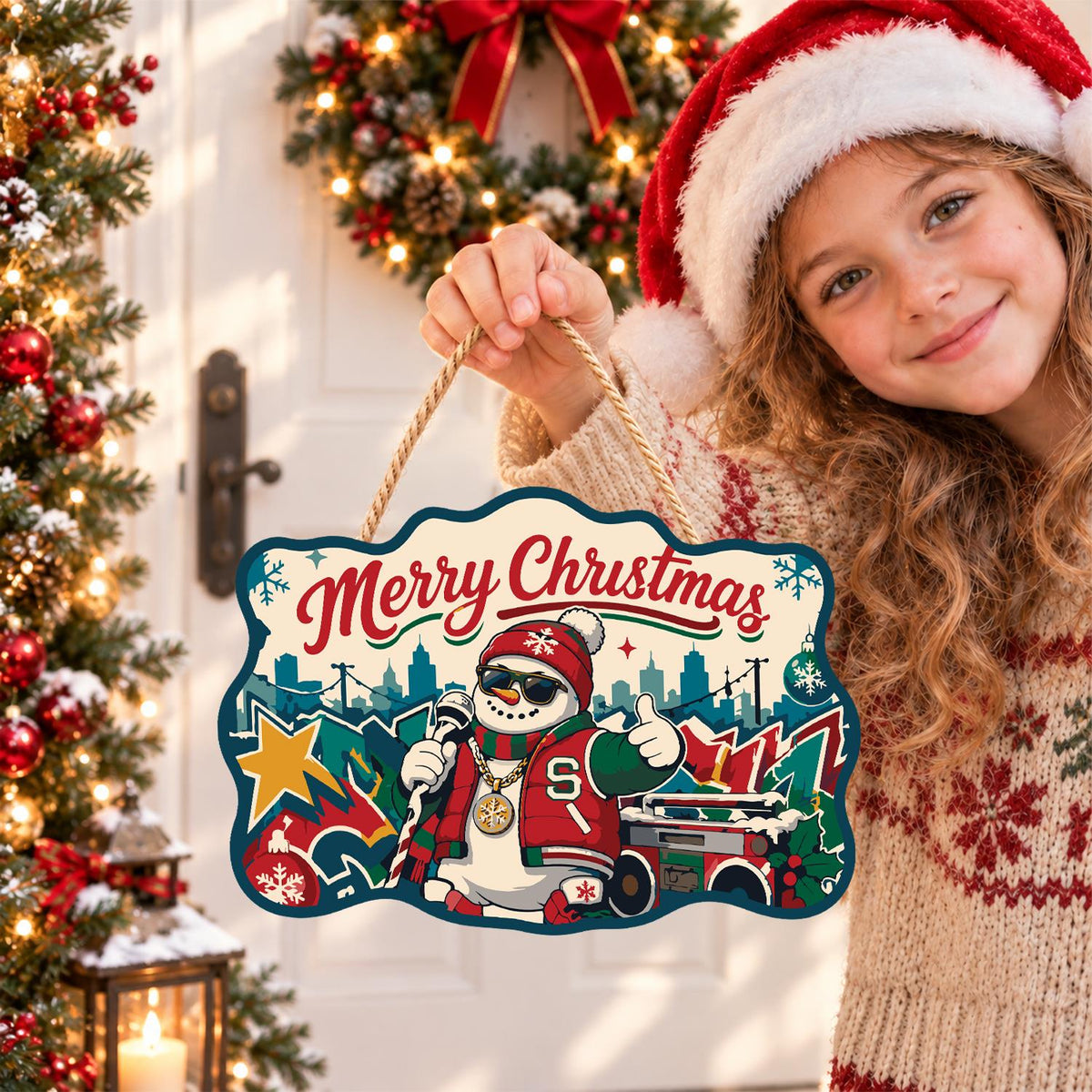 Varsity Jacket Snowman MC paint by numbers hanging sign – image 13
