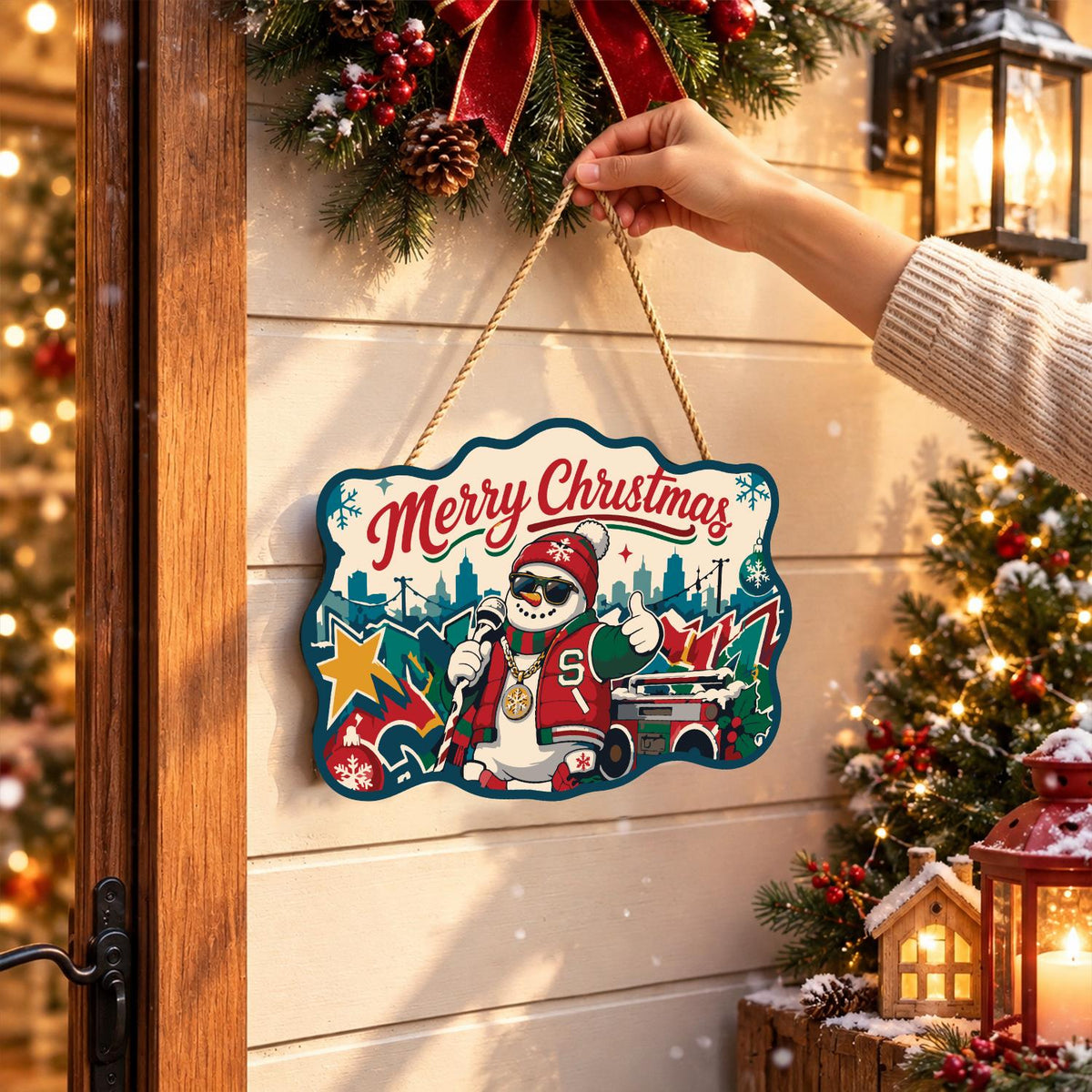 Varsity Jacket Snowman MC paint by numbers hanging sign – image 14
