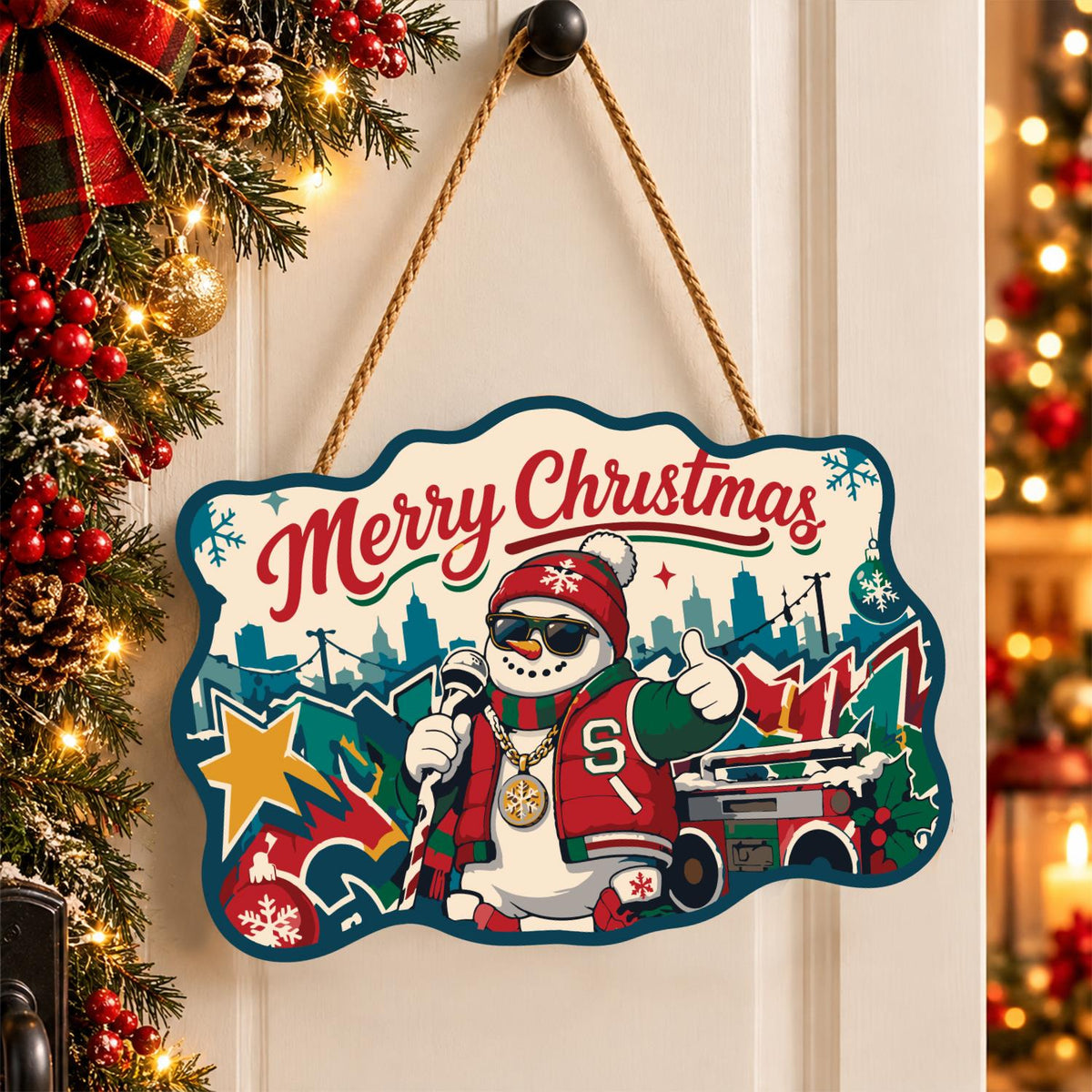 Varsity Jacket Snowman MC paint by numbers hanging sign – image 16