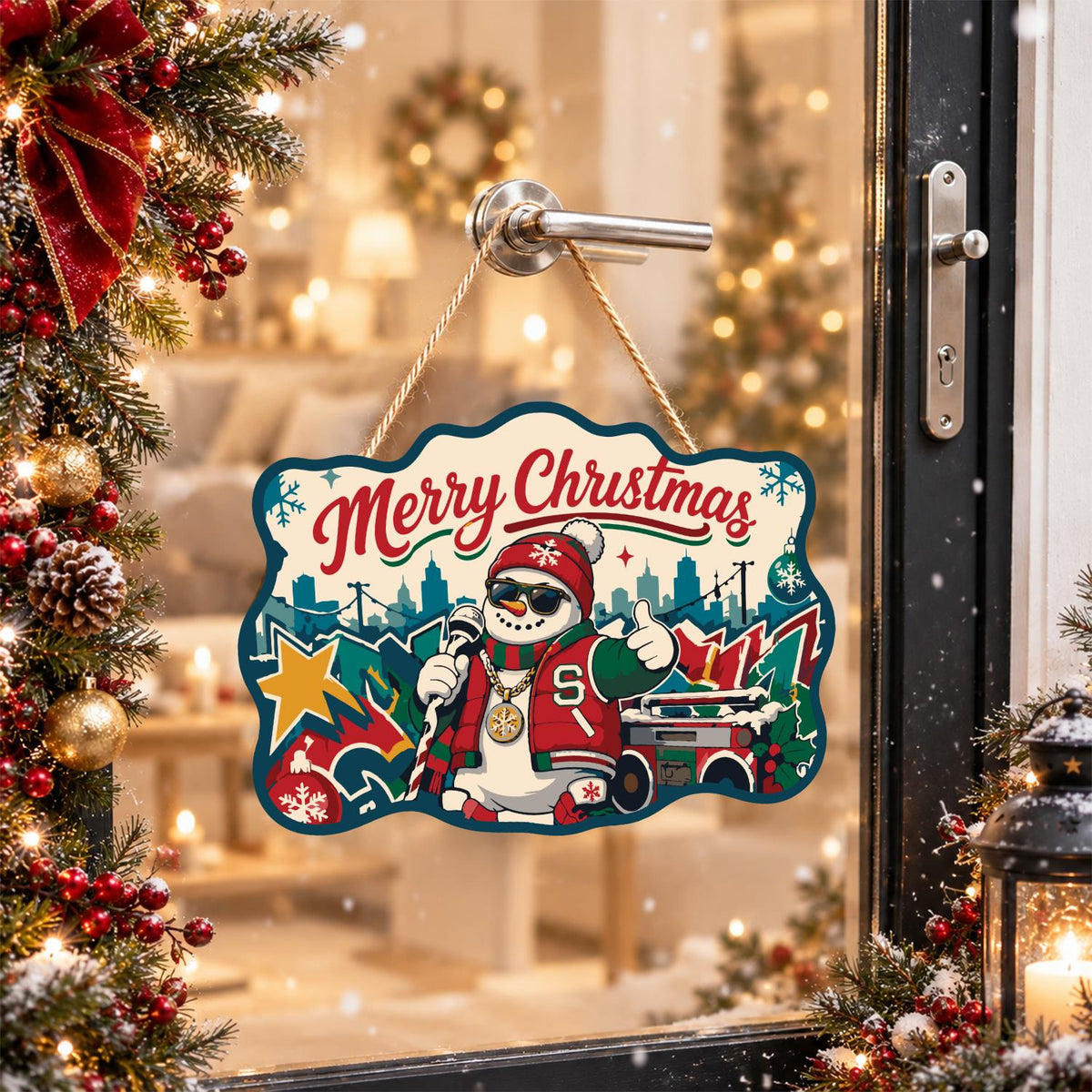 Varsity Jacket Snowman MC paint by numbers hanging sign – image 17