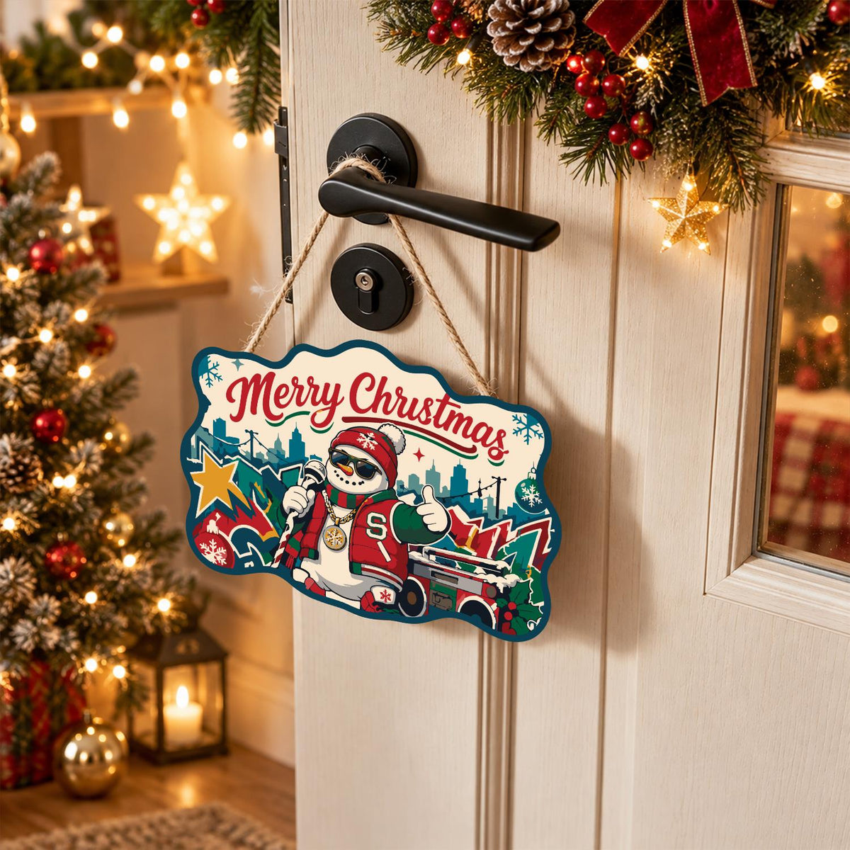 Varsity Jacket Snowman MC paint by numbers hanging sign – image 18