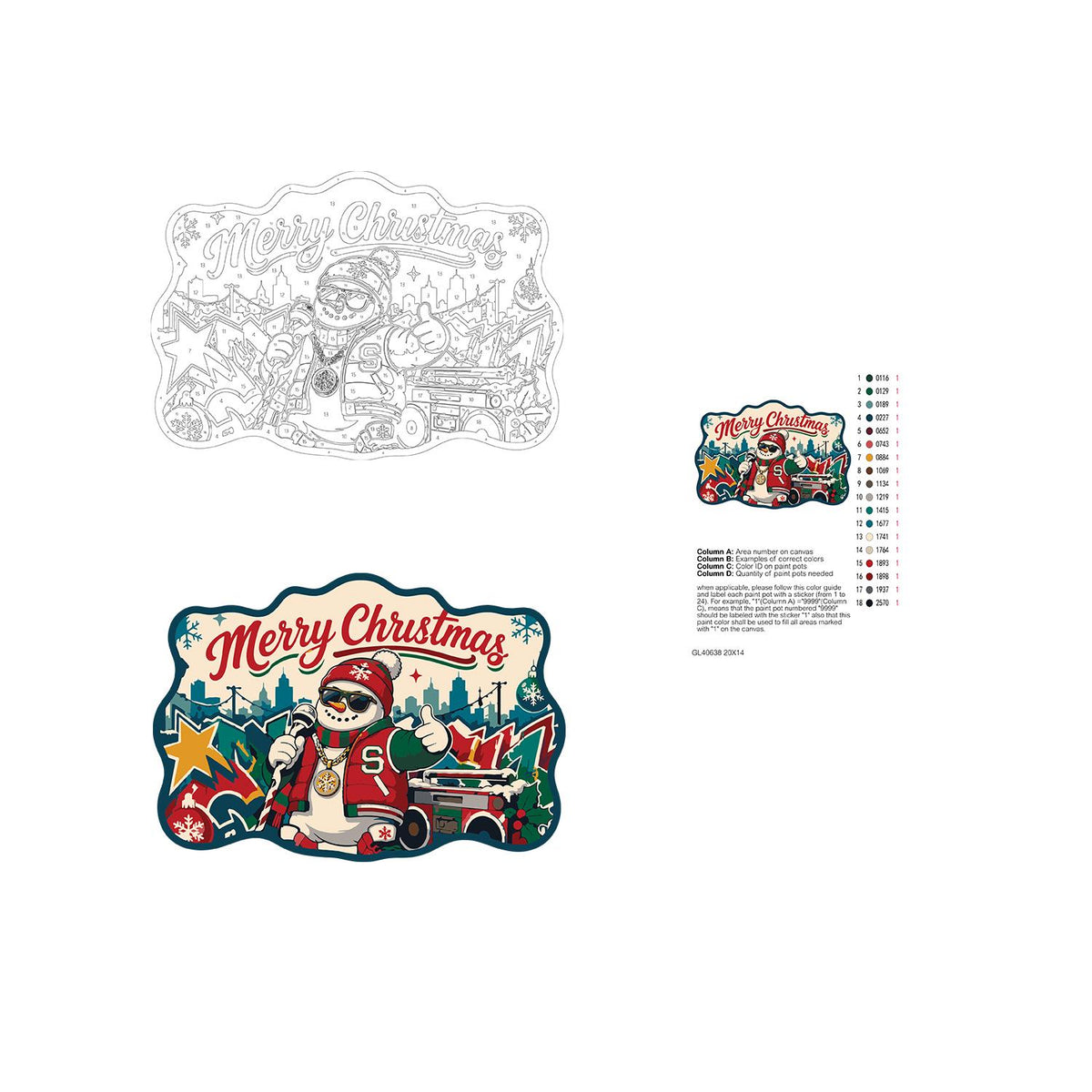 Varsity Jacket Snowman MC paint by numbers hanging sign – image 19
