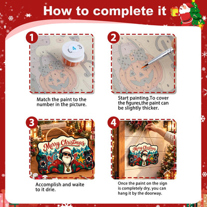 Headphone Santa on the Decks paint by numbers hanging sign – image 6