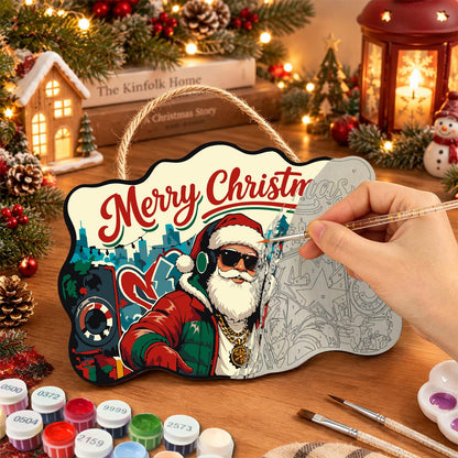 Headphone Santa on the Decks paint by numbers hanging sign – image 7