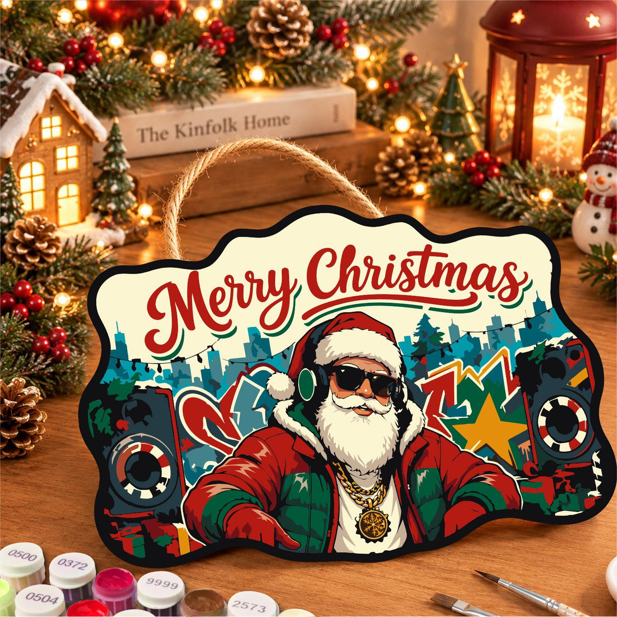 Headphone Santa on the Decks paint by numbers hanging sign – image 8