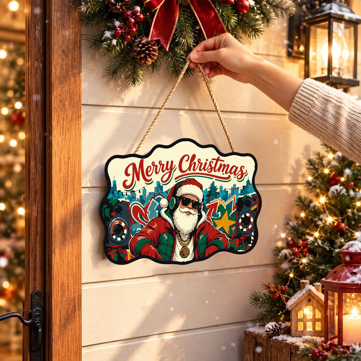 Headphone Santa on the Decks paint by numbers hanging sign – image 14