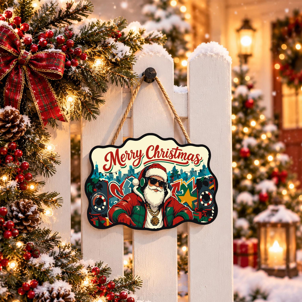 Headphone Santa on the Decks paint by numbers hanging sign – image 15