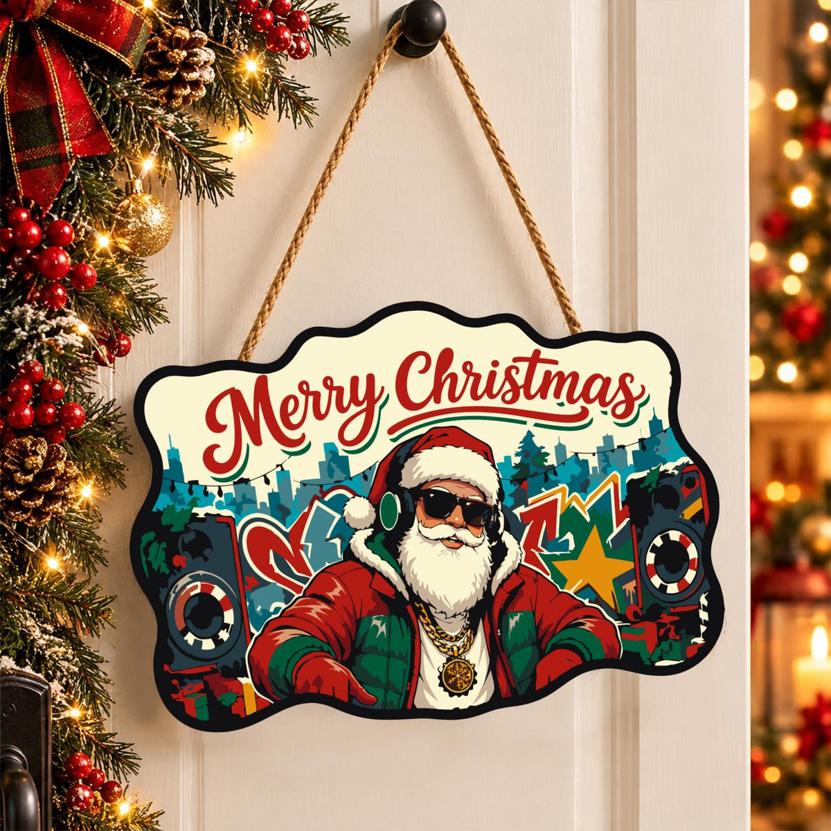 Headphone Santa on the Decks paint by numbers hanging sign – image 16