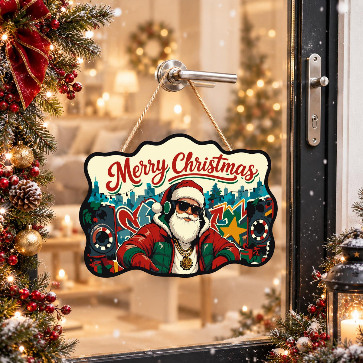 Headphone Santa on the Decks paint by numbers hanging sign – image 17