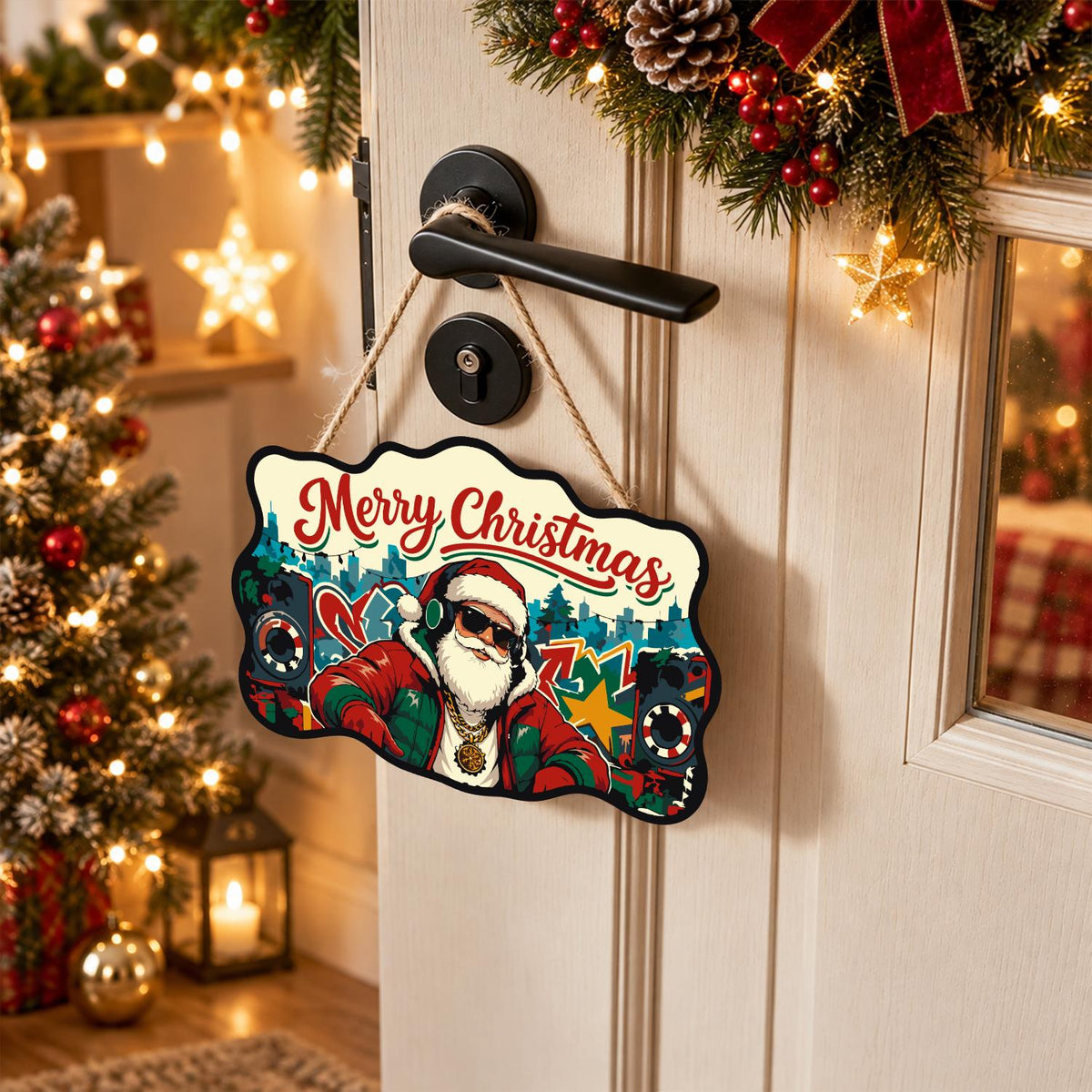 Headphone Santa on the Decks paint by numbers hanging sign – image 18