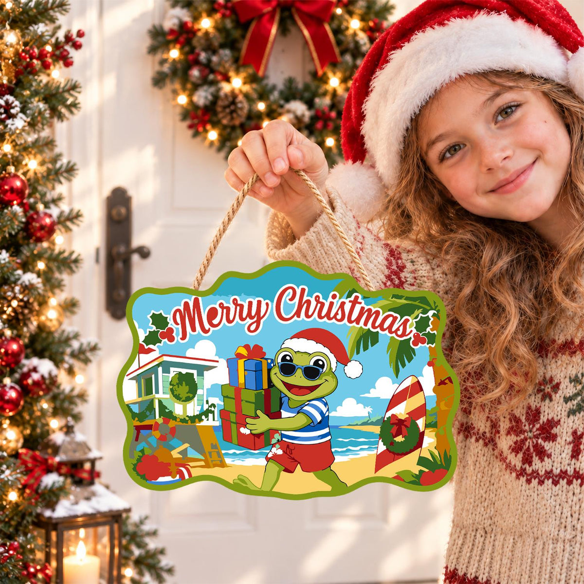 Beach Frog with Stacked Gifts paint by numbers hanging sign – image 13