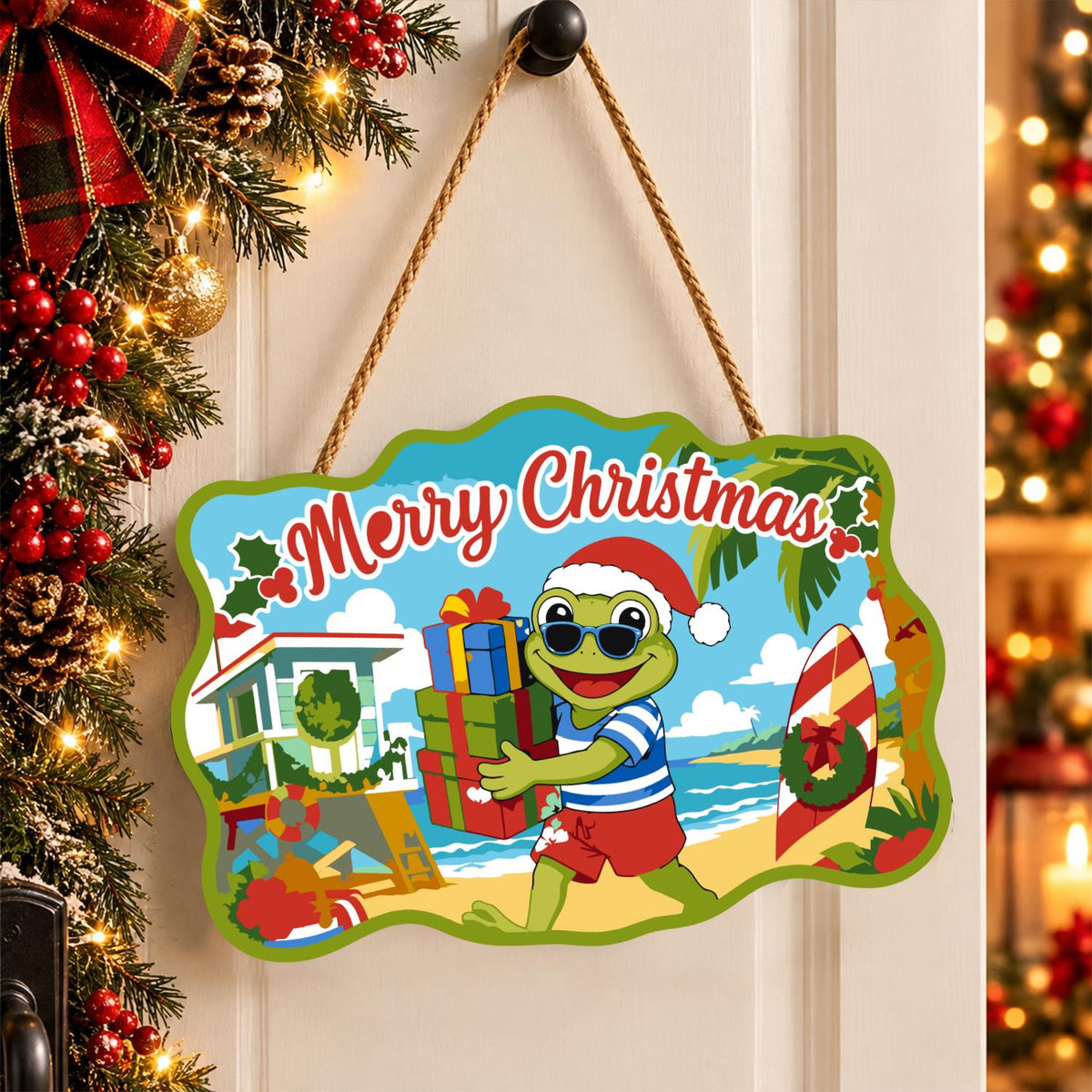 Beach Frog with Stacked Gifts paint by numbers hanging sign – image 16