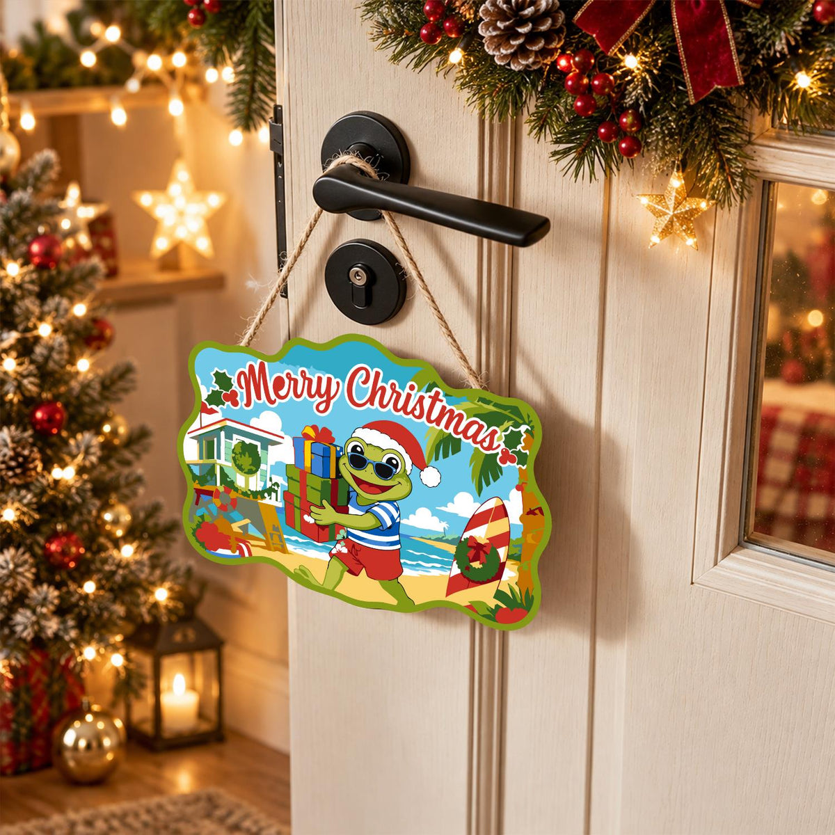 Beach Frog with Stacked Gifts paint by numbers hanging sign – image 18